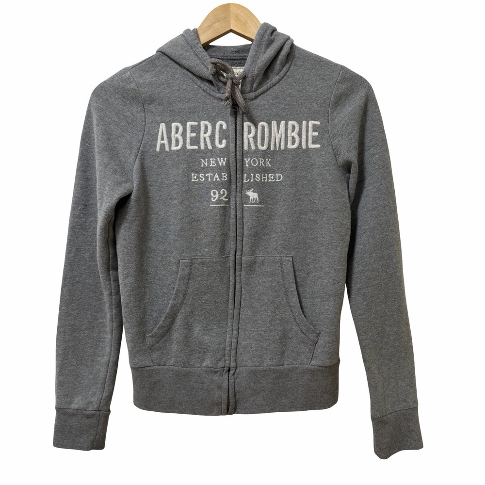 Abercrombie & Fitch Womens Spell Out Embroidered Hoodie Size XS Full Zip 90s Y2K